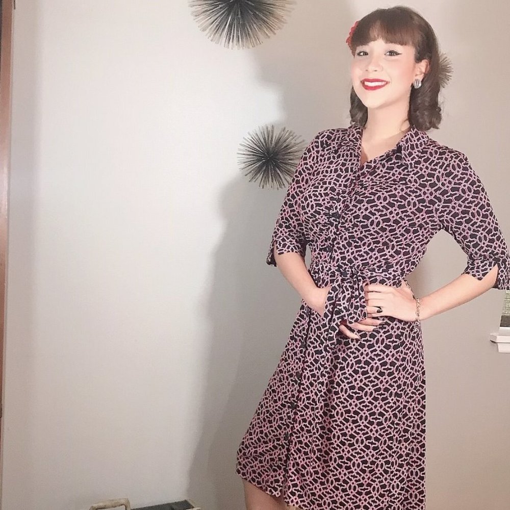 1940's VINTAGE INSPIRED - SHIRT DRESS with TIE